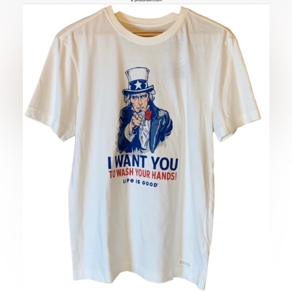 Life is Good Uncle Sam Wash Your hands Crusher t-shirt Small New with tag - Picture 1 of 10